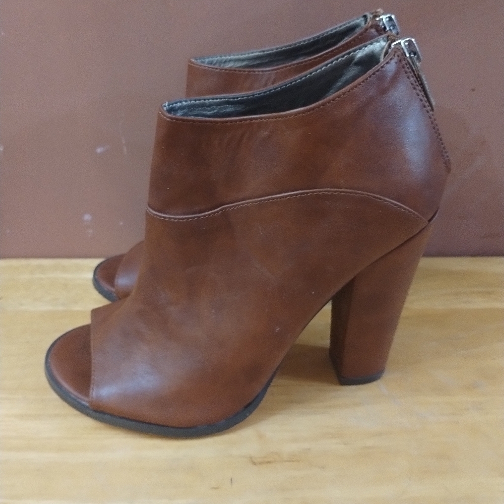 Michael Antonio women's size 6.5 brown open toe heeled boots shoes - Picture 5 of 11